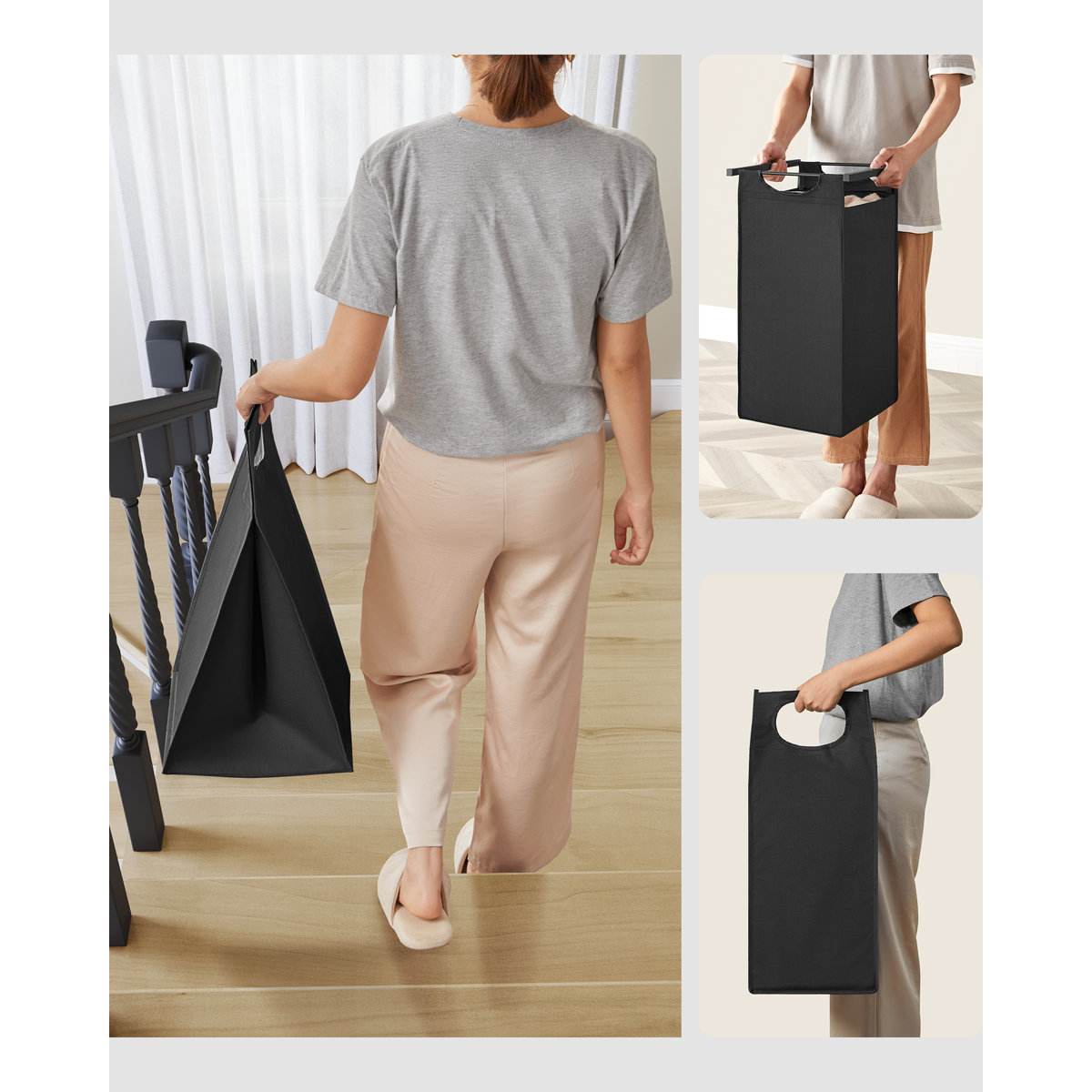 Laundry Hamper with 3 Pull-Out and Removable Bags